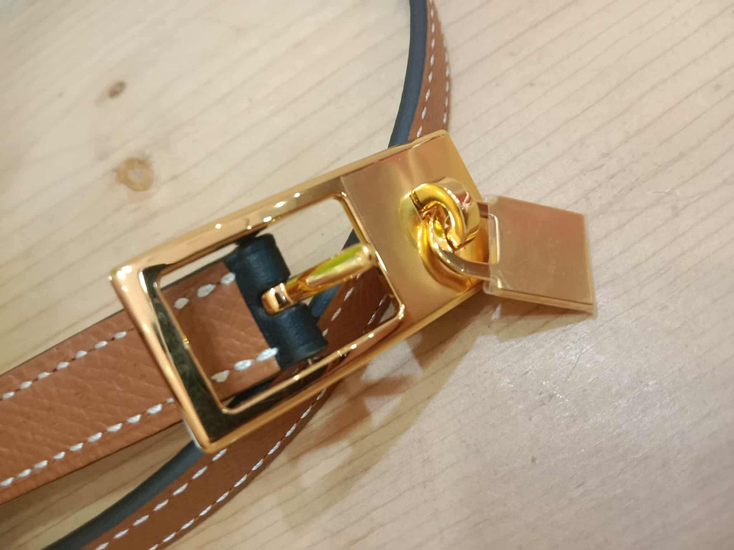 Hermes Lucky 15 Reversible Belt Swift/Epsom Gold/Noir Stamp Z 2021