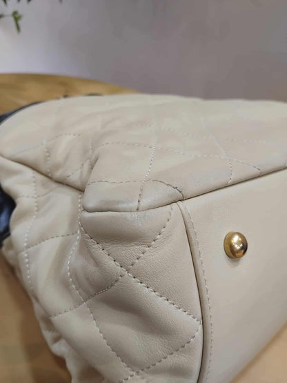 Chanel Mix Shopping Tote Bag Quilted Beige/Black Series 16
