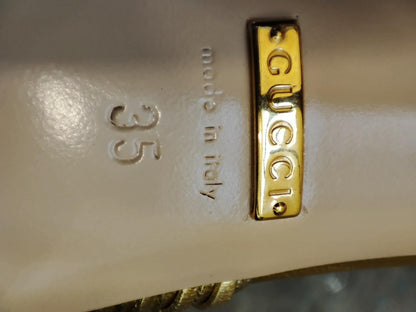 Gucci Allie Knotted Metallic Gold Heels Size 35