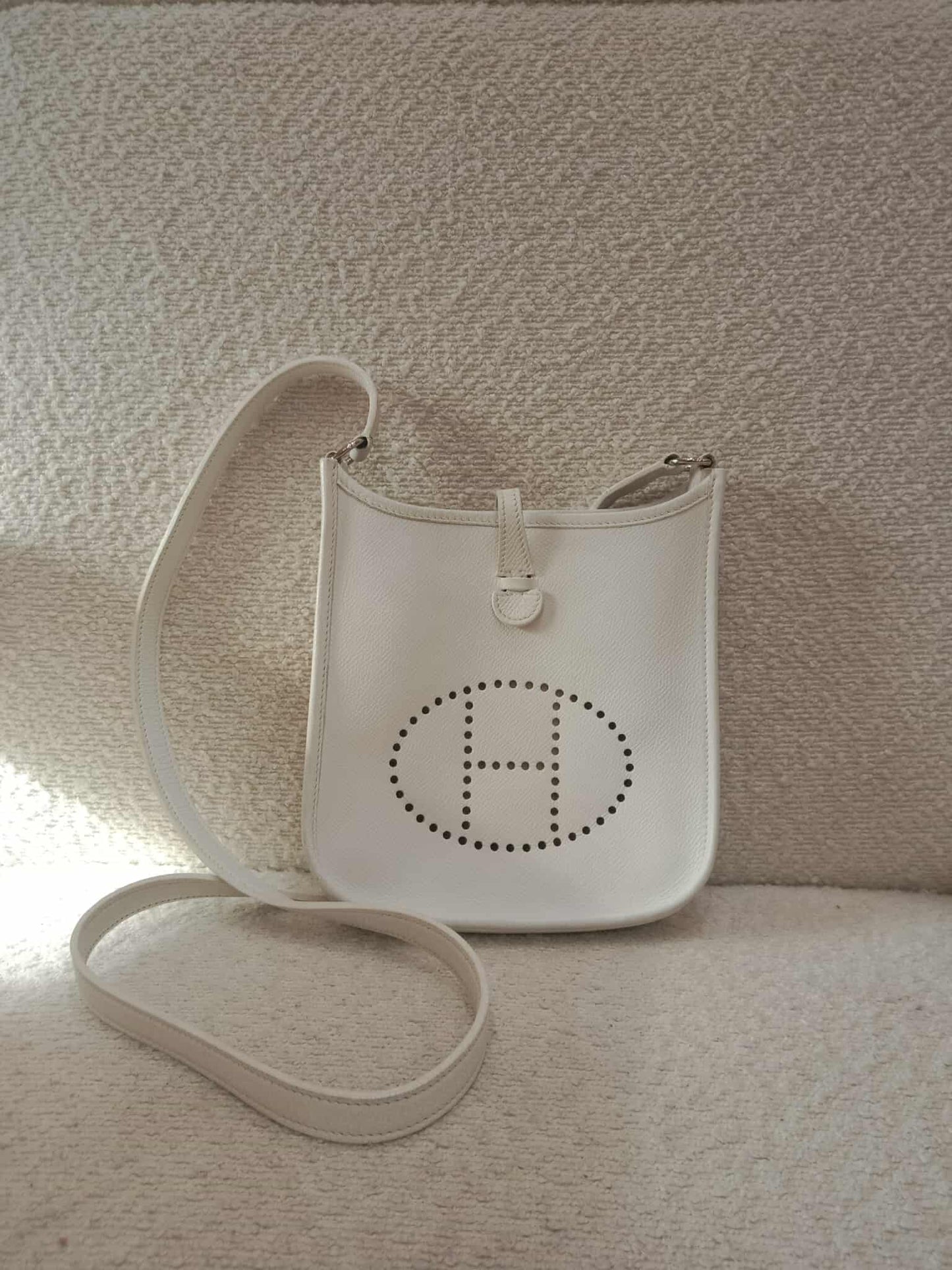 Hermes Evelyne TPM White Clemence Stamp O Square 2011