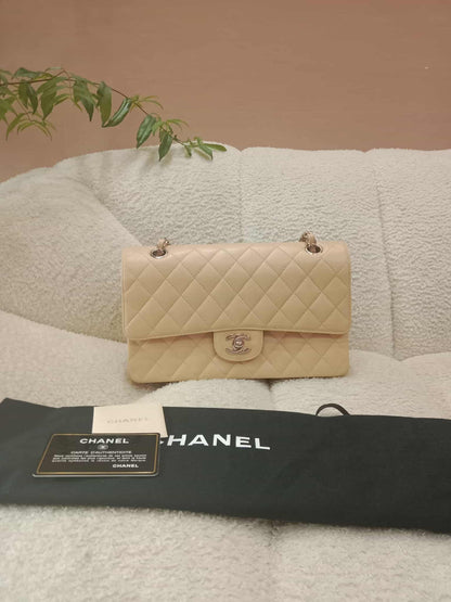 Chanel Classic Double Flap Medium Beige Caviar Series 14