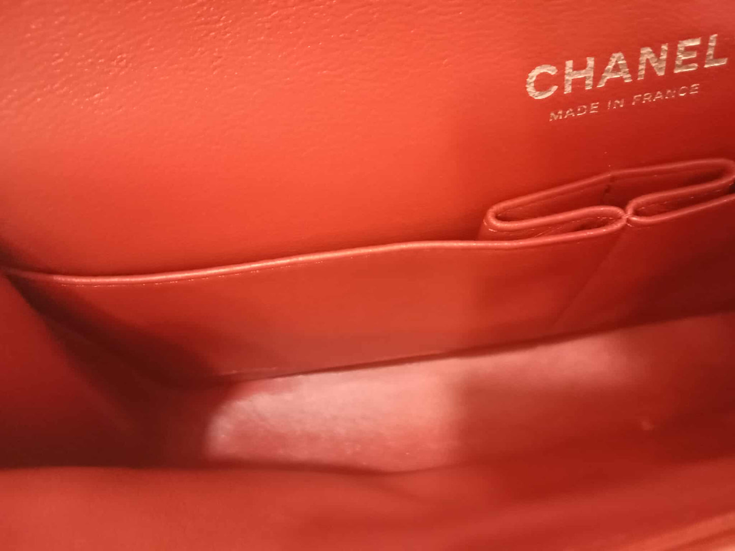 Chanel Timeless Red Quilted Lambskin Classic Double Flap Medium Series 17