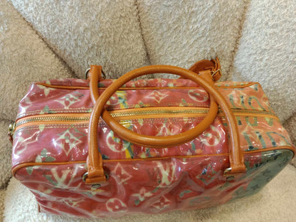 Louis Vuitton Richard Prince Limited Edition Le Rosel Orange Denim Pulp Weekender Bag