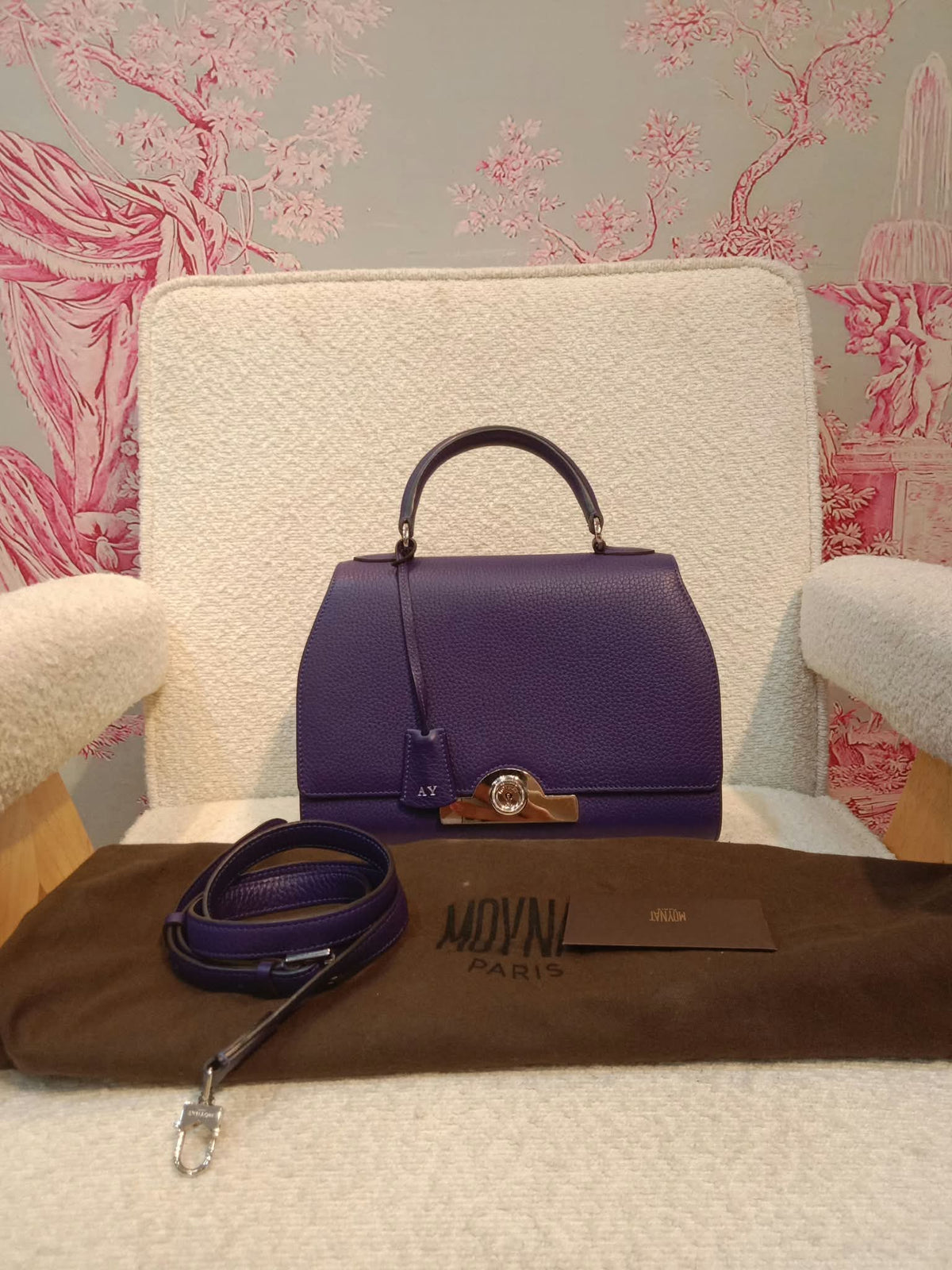 Moynat Rejane Purple Leather Bag