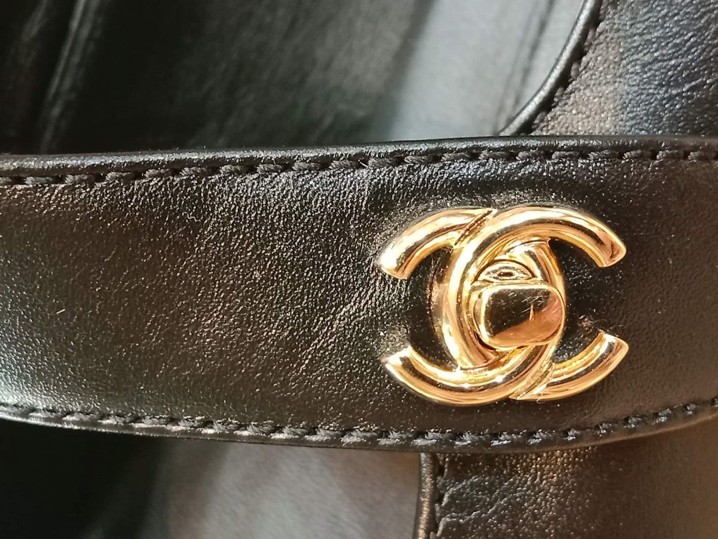 Chanel Mary Jane CC Clasp Flats Black Size 36.5