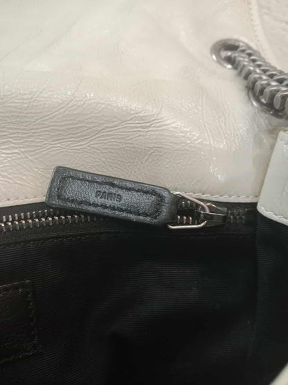 Saint Laurent Niki Medium Shoulder Bag in White Quilted Calfskin