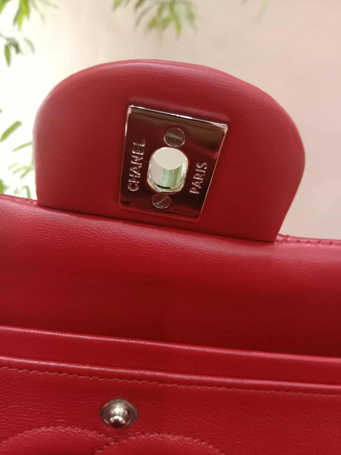 Chanel Timeless Red Quilted Lambskin Classic Double Flap Medium Series 17