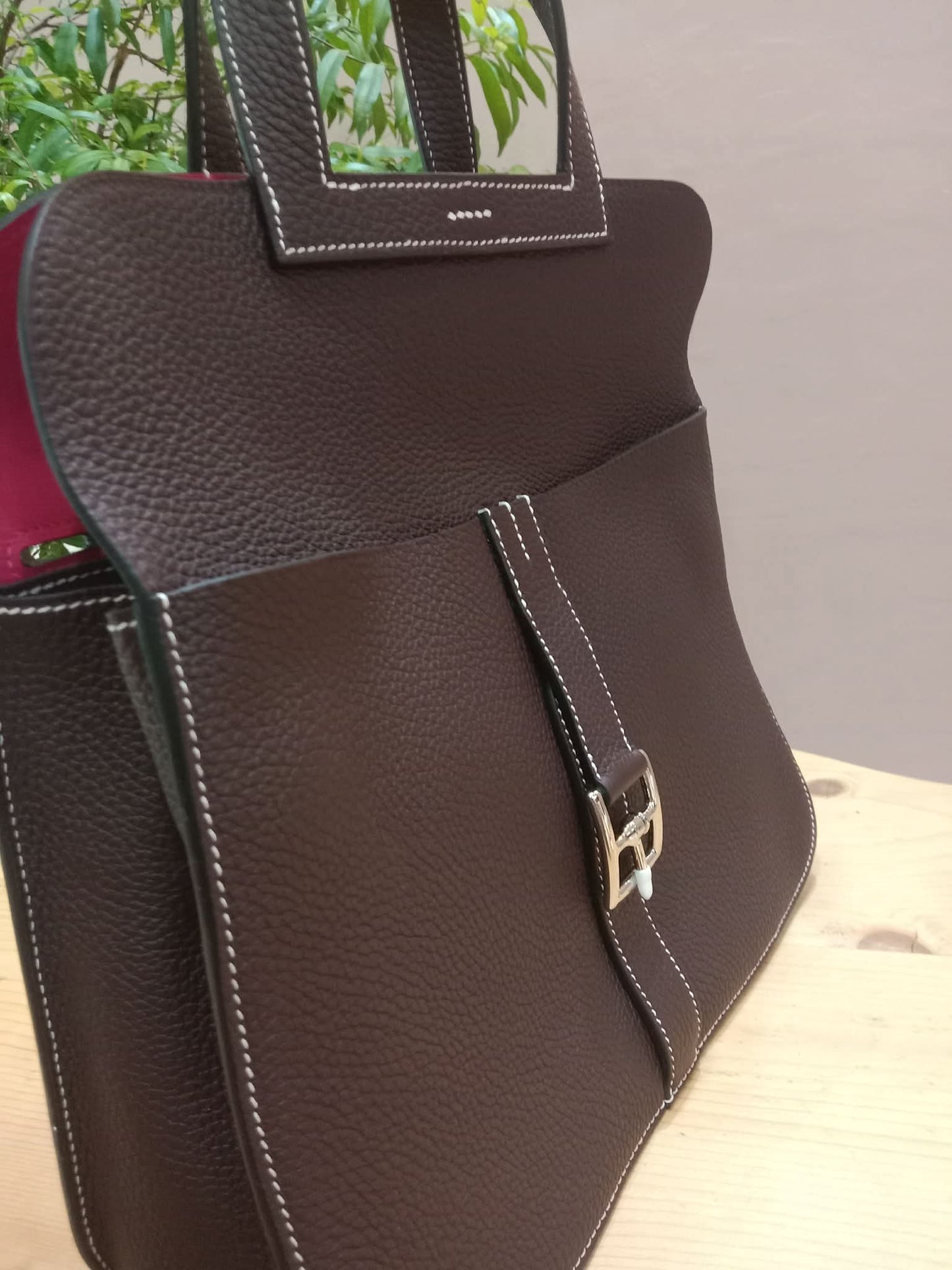 Hermes Halzan 31 Clemence Bicolor Rouge/Pink Stamp B 2023