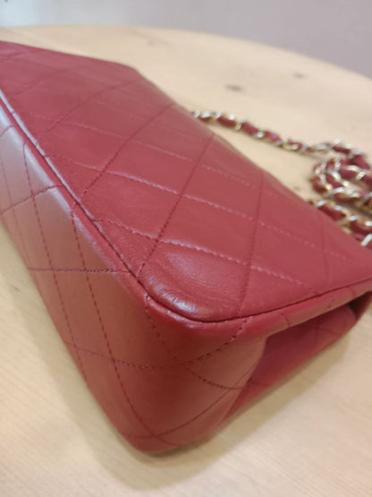 Chanel Red Matelasse Lambskin Chain Flap Shoulder Bag Series 1