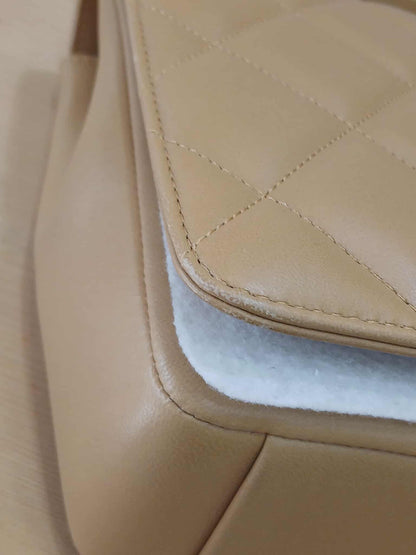 Chanel Diamond CC Chain Brown Caramel Lambskin Flap Bag Series 18