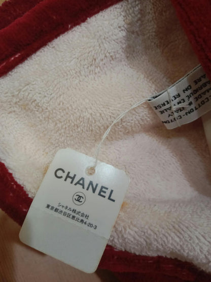 Chanel By Sea Line Cotton Blanket featuring Large printed Leather