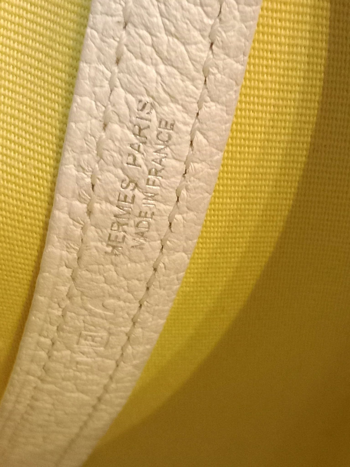 Hermes Garden Party 30 Yellow/White Canvas/Leather Stamp R Square 2014