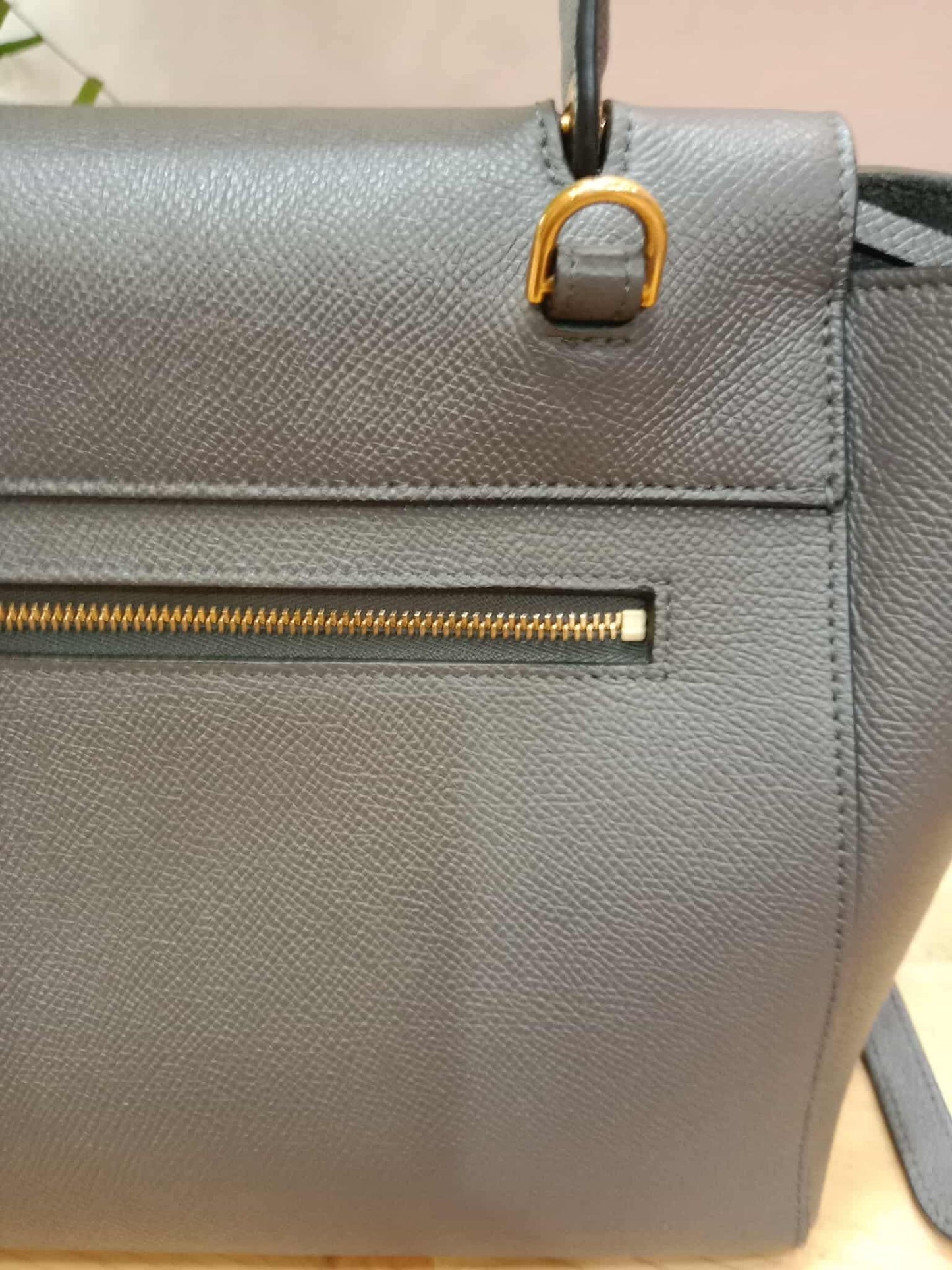 Celine Mini Belt Bag Grey in Grained Calfskin GHW