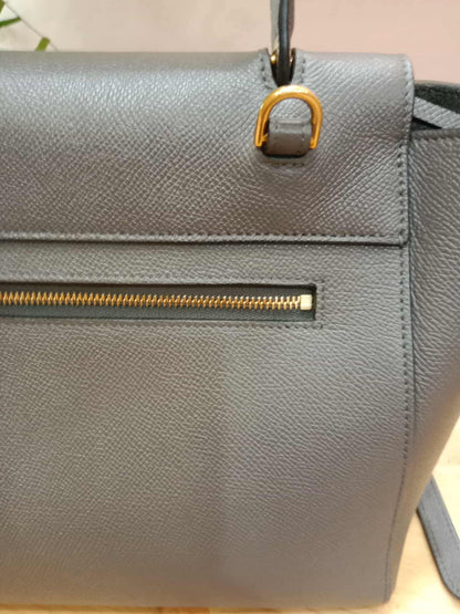 Celine Mini Belt Bag Grey in Grained Calfskin GHW