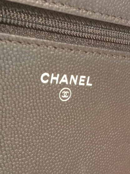 Chanel Camellia Embossed Wallet on Chain Black Series 24