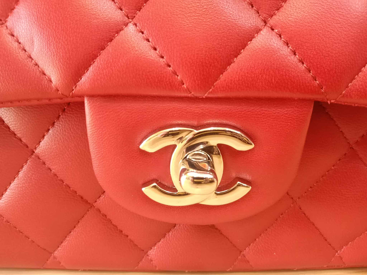 Chanel Timeless Red Quilted Lambskin Classic Double Flap Medium Series 17