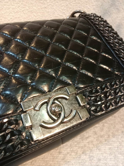 Chanel Boy Flap Chain Trim Calfskin Black Series 20
