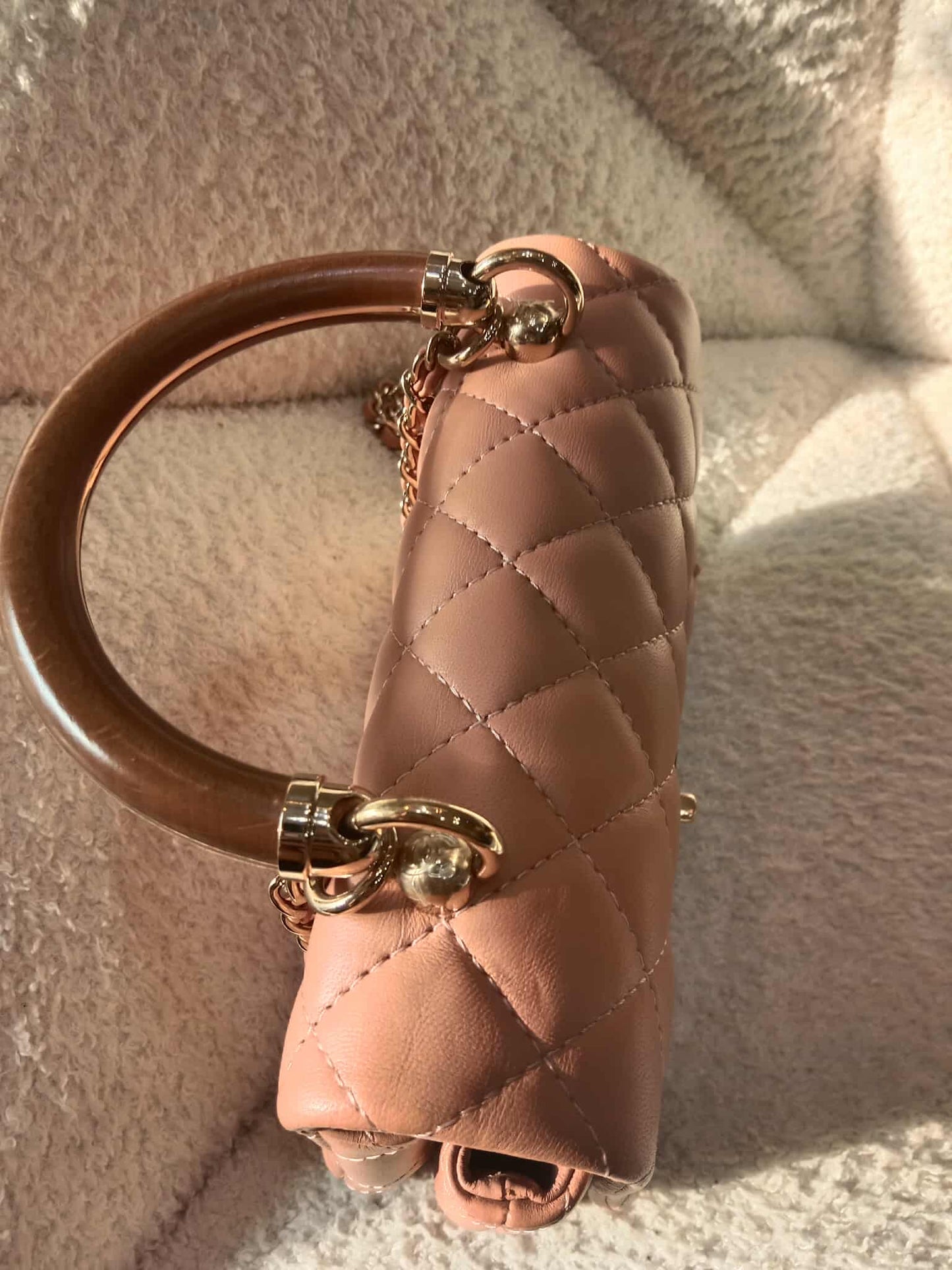 Chanel Mini Seasonal Wood Top Handle Flap Bag Peach Series 26