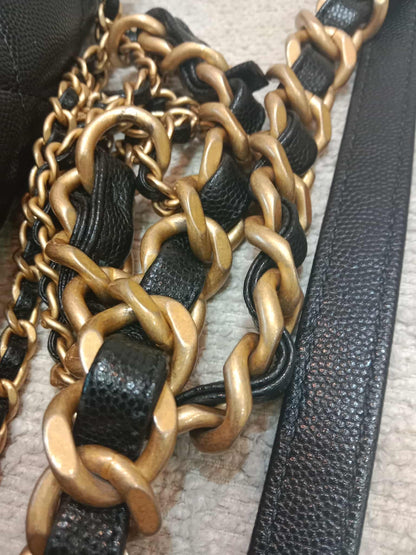 Chanel Seasonal Flap Caviar Black Microchipped