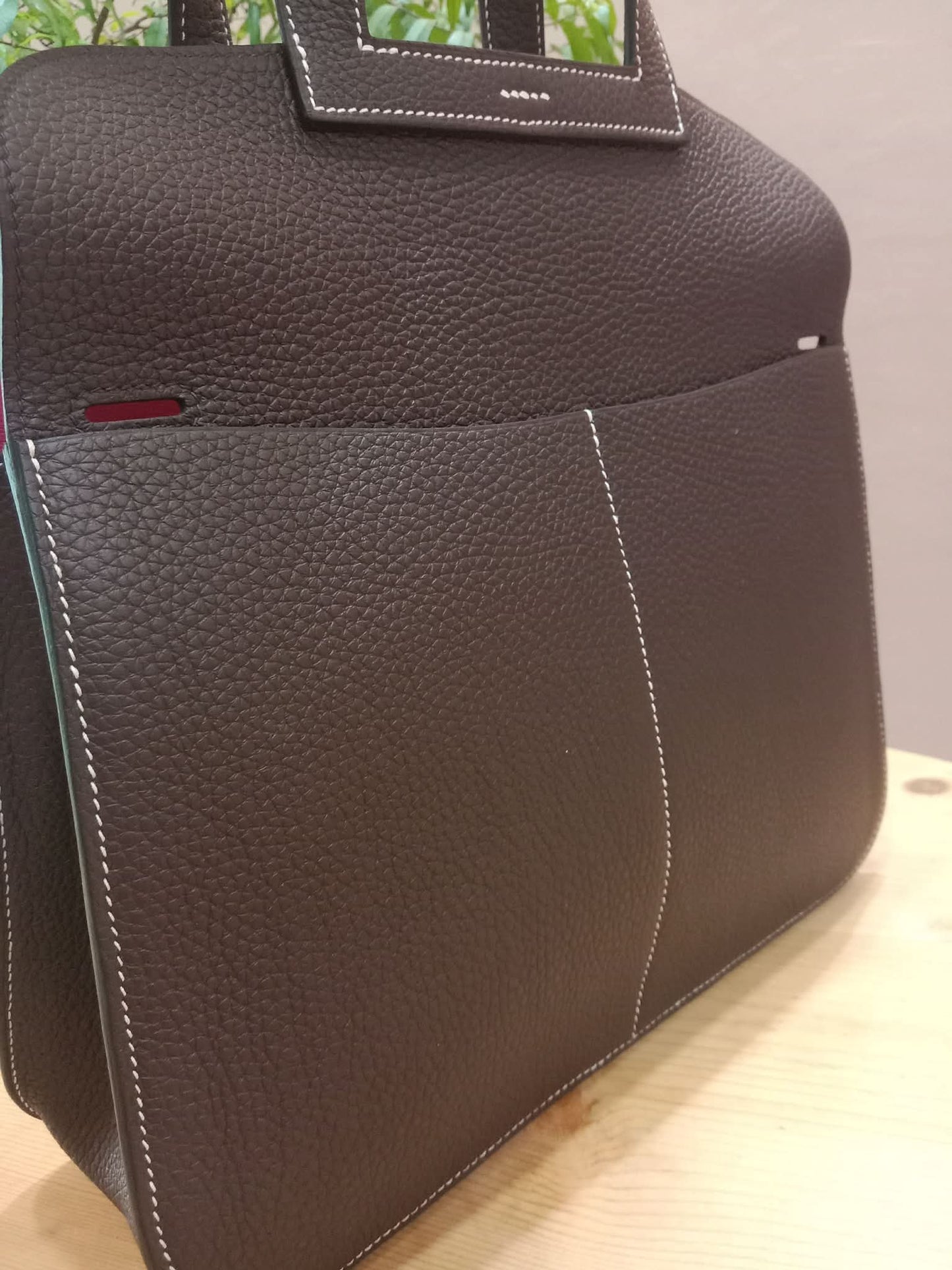 Hermes Halzan 31 Clemence Bicolor Rouge/Pink Stamp B 2023