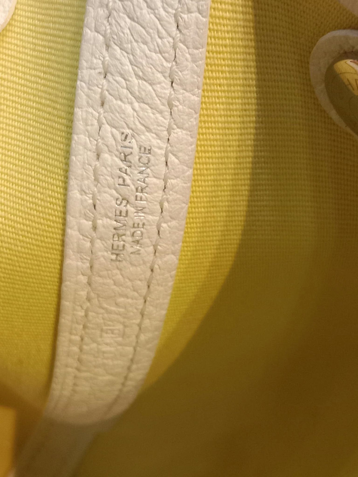 Hermes Garden Party 30 Yellow/White Canvas/Leather Stamp R Square 2014