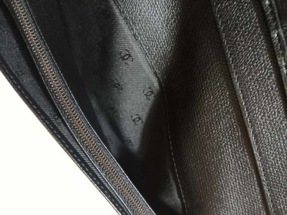 Chanel Black Leather Bifold Long Wallet Series 10