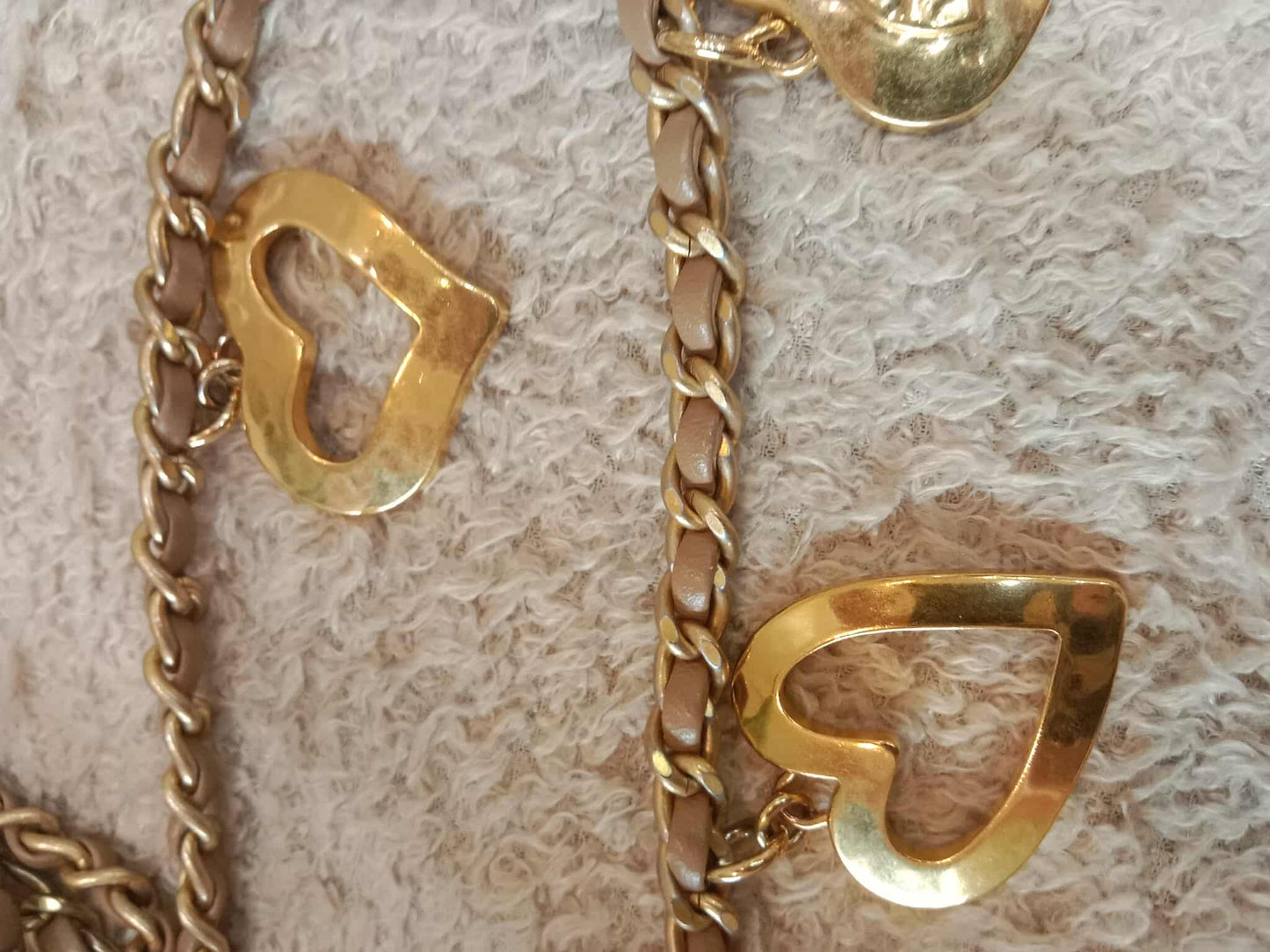 Chanel Seasonal Flap Heart Charms Beige Microchipped