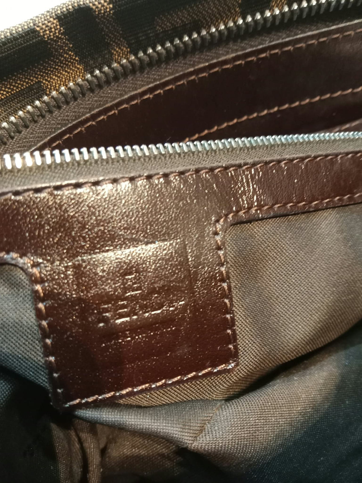 Fendi Zucca Baguette Canvas Shoulder Bag Brown