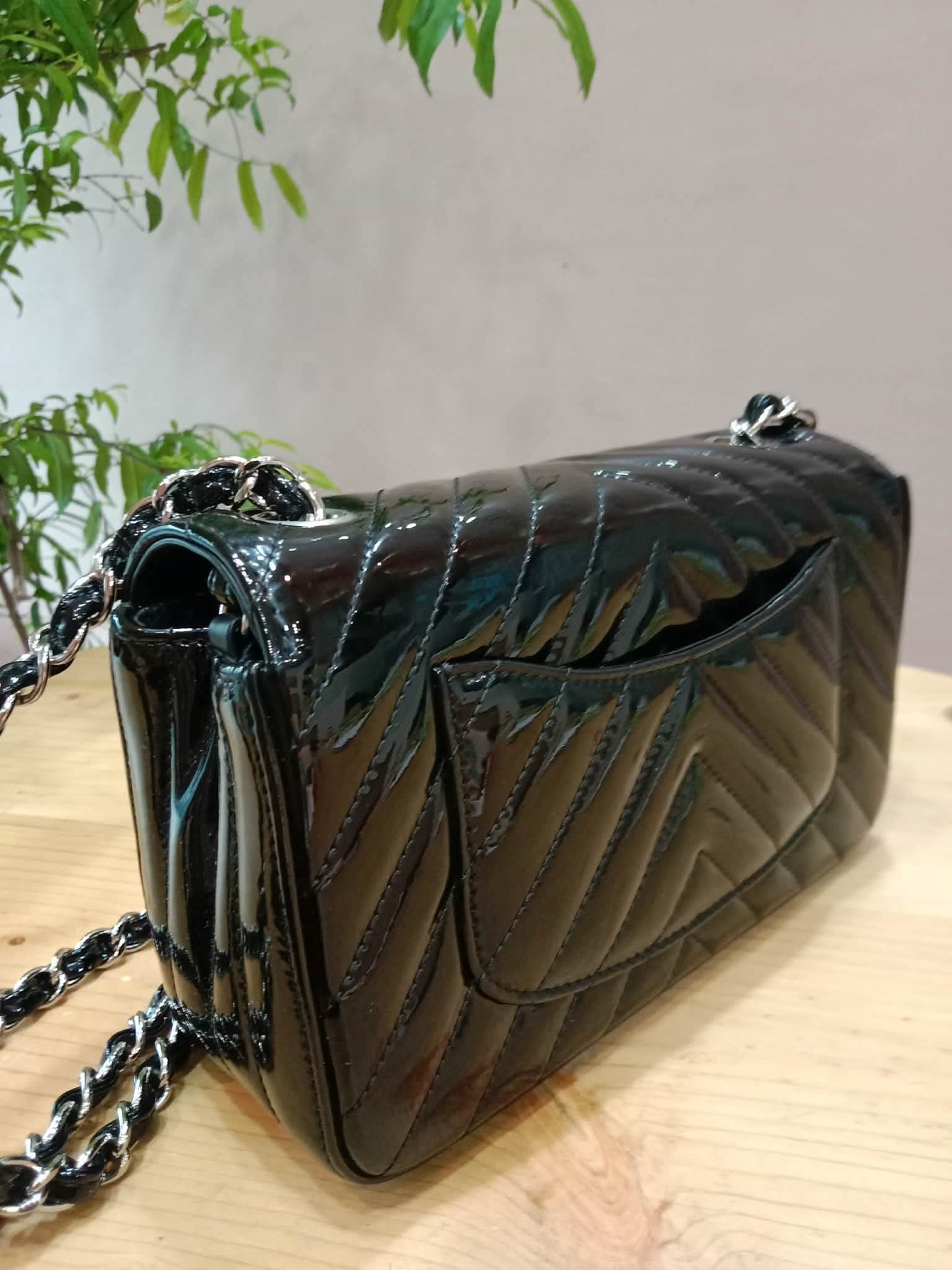 Chanel Classic Rectangular Mini Flap Patent Black Series 23