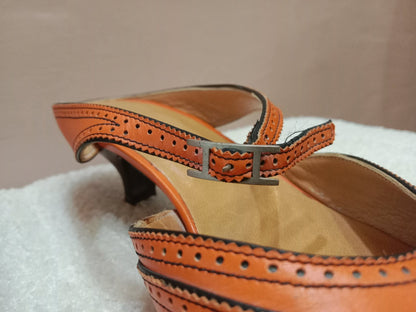 Hermes Slingback Mules Orange size 36