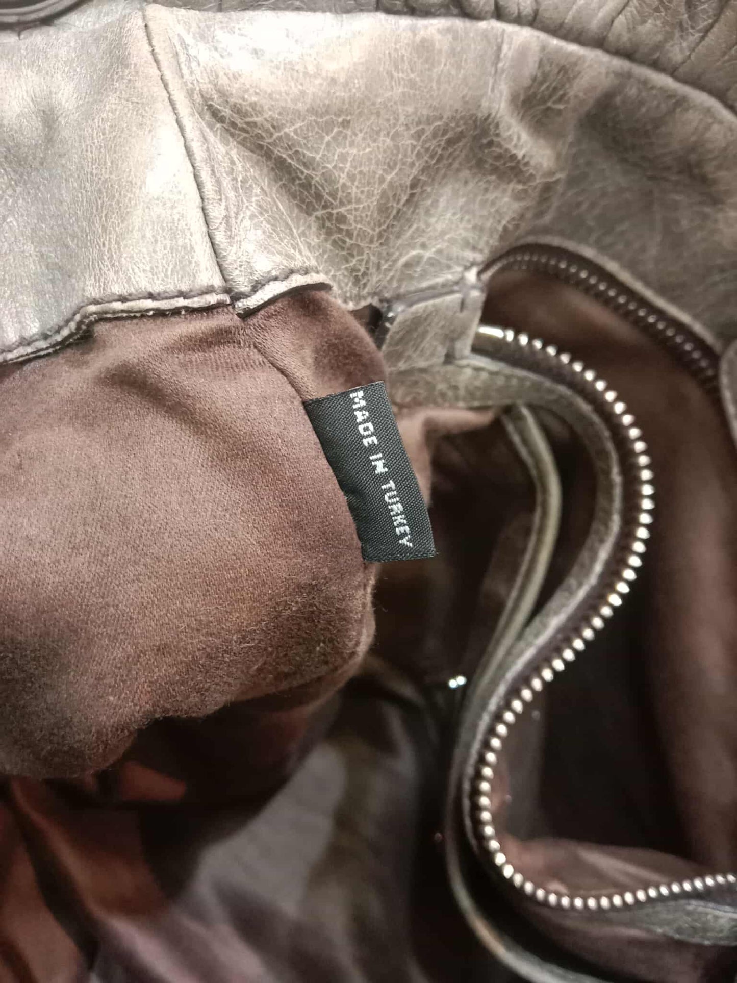 Miu Miu Leather Tote Bag Grey with Crystal Embellished Strap