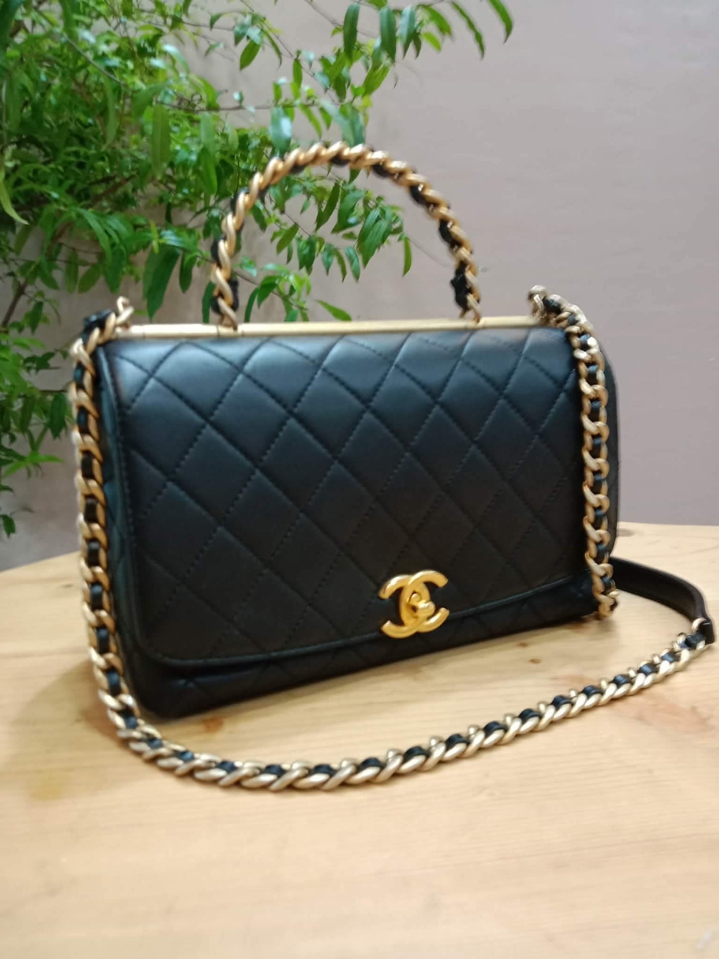 Chanel La Parisienne Quilted Lambskin Tophandle Bag Black Series 30