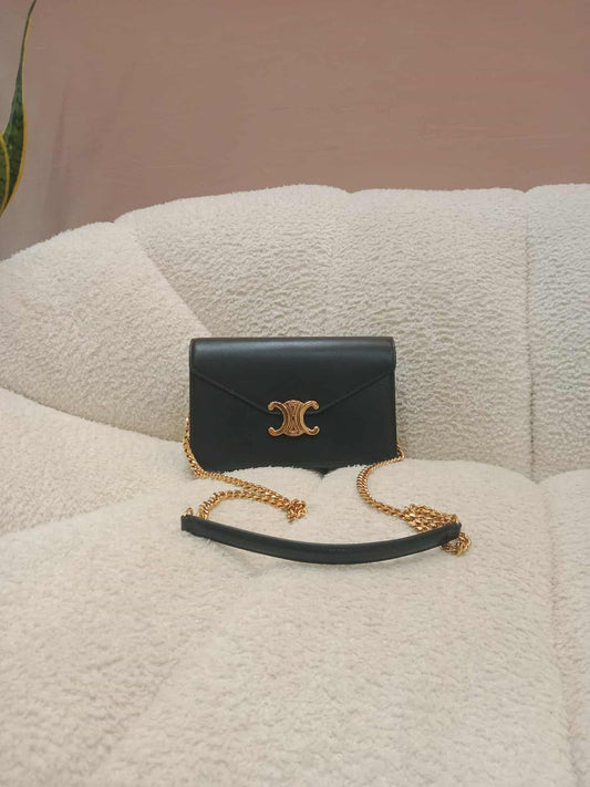 Celine Wallet on Chain Margo in Shiny Calfskin