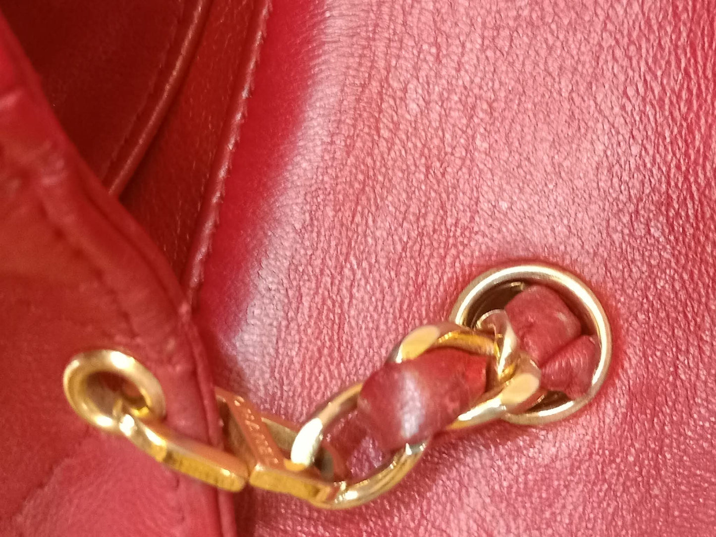 Chanel Red Matelasse Lambskin Chain Flap Shoulder Bag Series 1