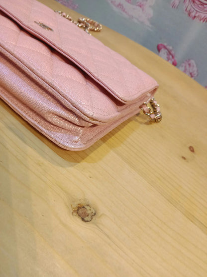 Chanel Classic Wallet on Chain Pink Iridescent Caviar Series 27