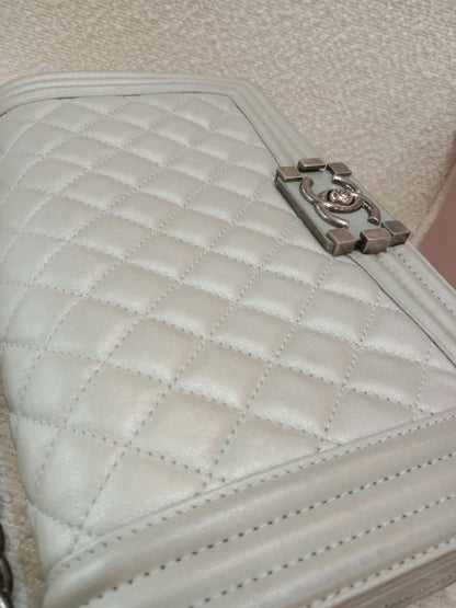 Chanel Le Boy Lambskin Old Medium Gray Series 20