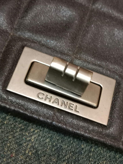 Chanel Vintage Denim and Leather Chocolate Bar Blue Green Denim Series 6