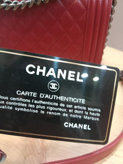 Chanel Le Boy Bag Red Lambskin Medium Series 18