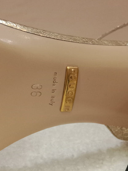 Gucci GG Marmont Sandals Metallic Gold Size 36