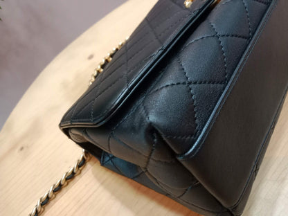 Chanel La Parisienne Quilted Lambskin Tophandle Bag Black Series 30
