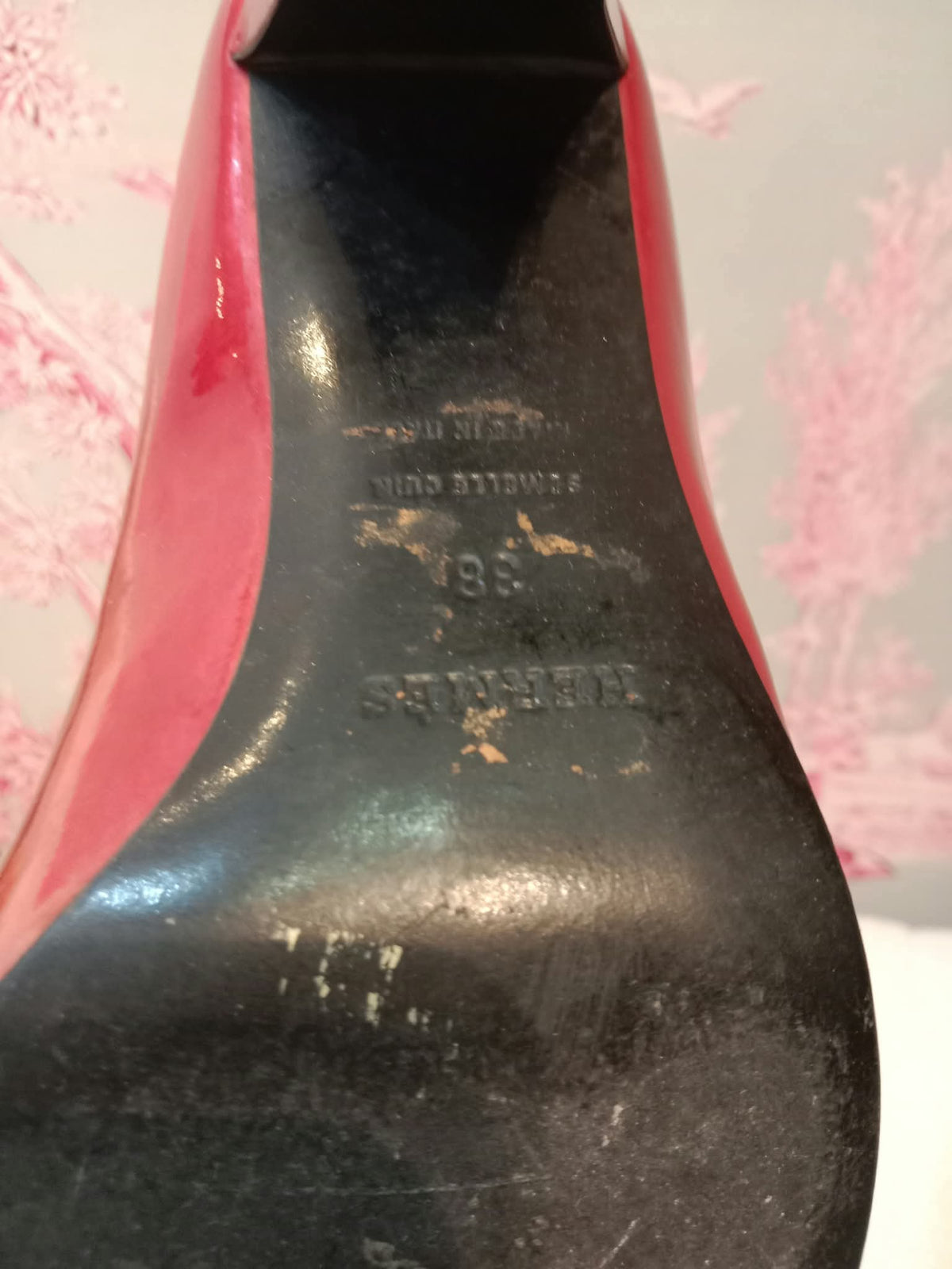 Hermes Heels Sandals Red Patent Size 38