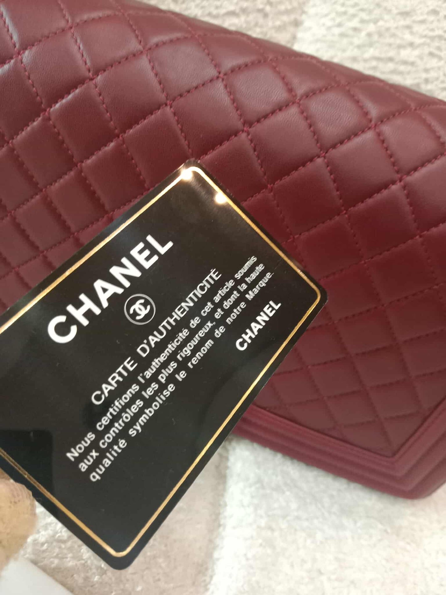 Chanel Boy Flap New Medium Burgundy Lambskin Series 22