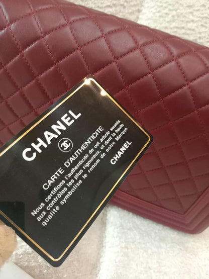 Chanel Boy Flap New Medium Burgundy Lambskin Series 22