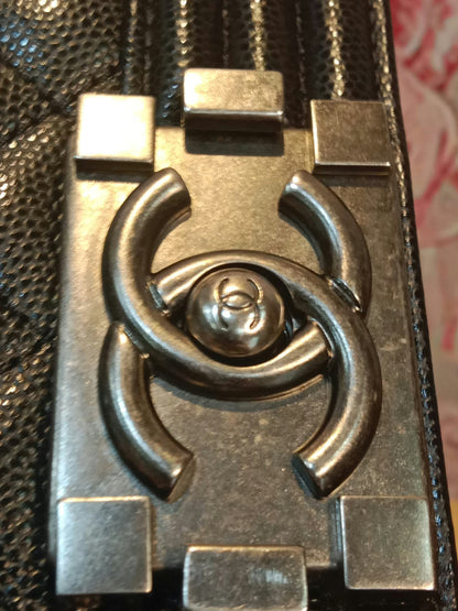 Chanel Boy Flap Black Caviar Old Medium Series 28