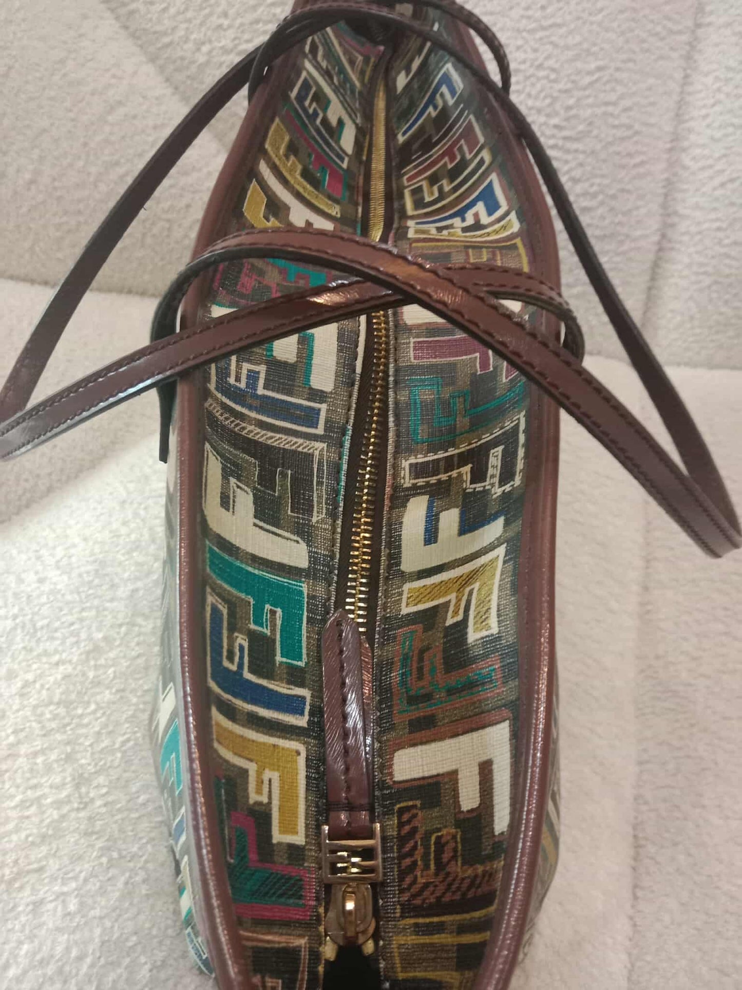 Fendi Multicolor Zucca Spalmati Roll Tote Bag