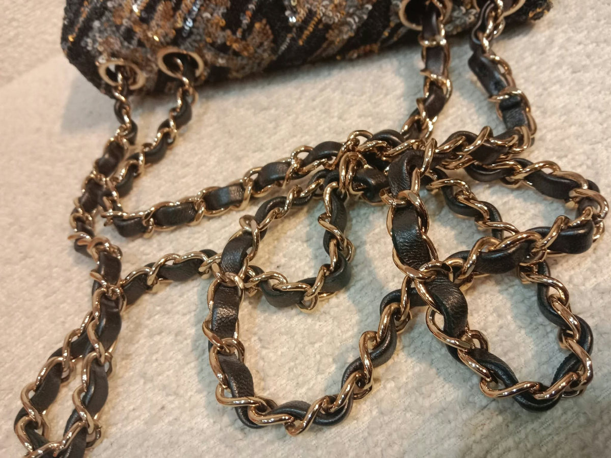 Chanel Mini Rectangular Gold/Black Sequin Limited Edition Microchipped