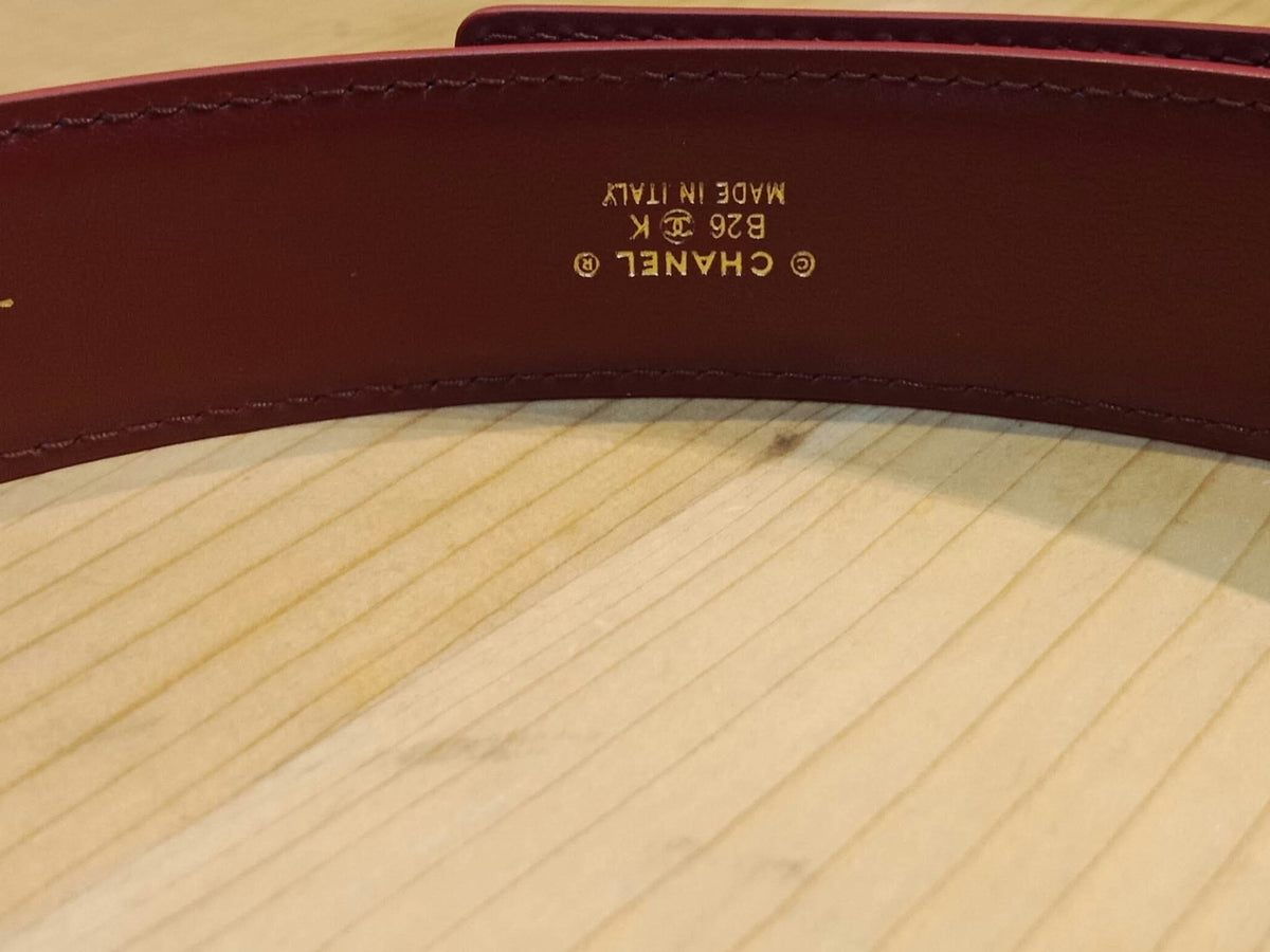 Chanel Crocodile Embossed Calfskin & Metal Belt Dark Red Brandnew