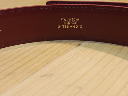 Chanel Crocodile Embossed Calfskin & Metal Belt Dark Red Brandnew