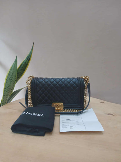 Chanel Leboy Lambskin Old Medium Black Microchipped