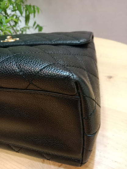 Chanel Vintage Caviar Kelly Flap Tophandle Black Series 7